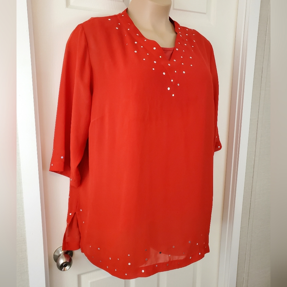 Air Dreams 2-Pc Semi-Sheer Blouse & Tank - Picture 2 of 16